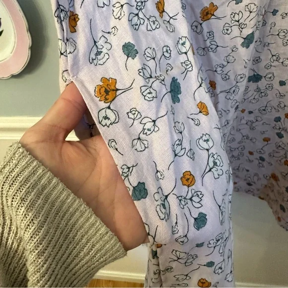 Cynthia Rowley 100% Linen Sz Small Floral Pink Mini Dress Tunic Minimalist - Picture 4 of 7